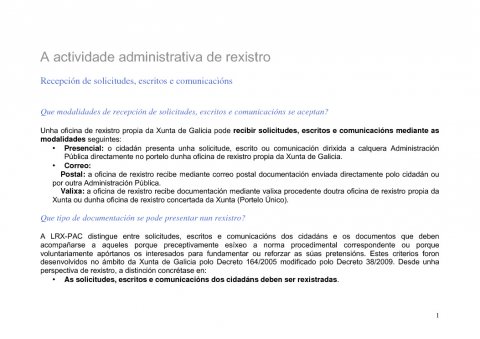 A activide administrativa de rexistro.